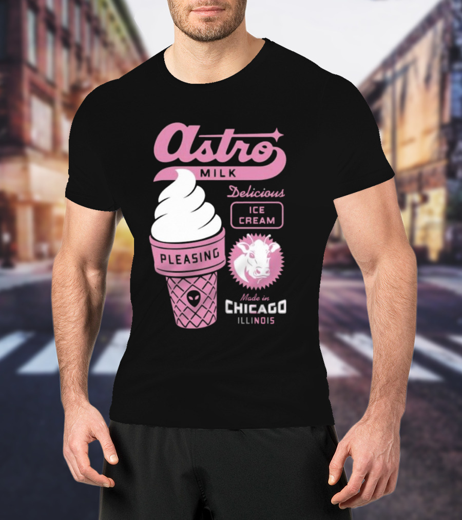 Astro Milk Delicious Ice Cream Pleasing Made In Chicago Illinois T-Shirt