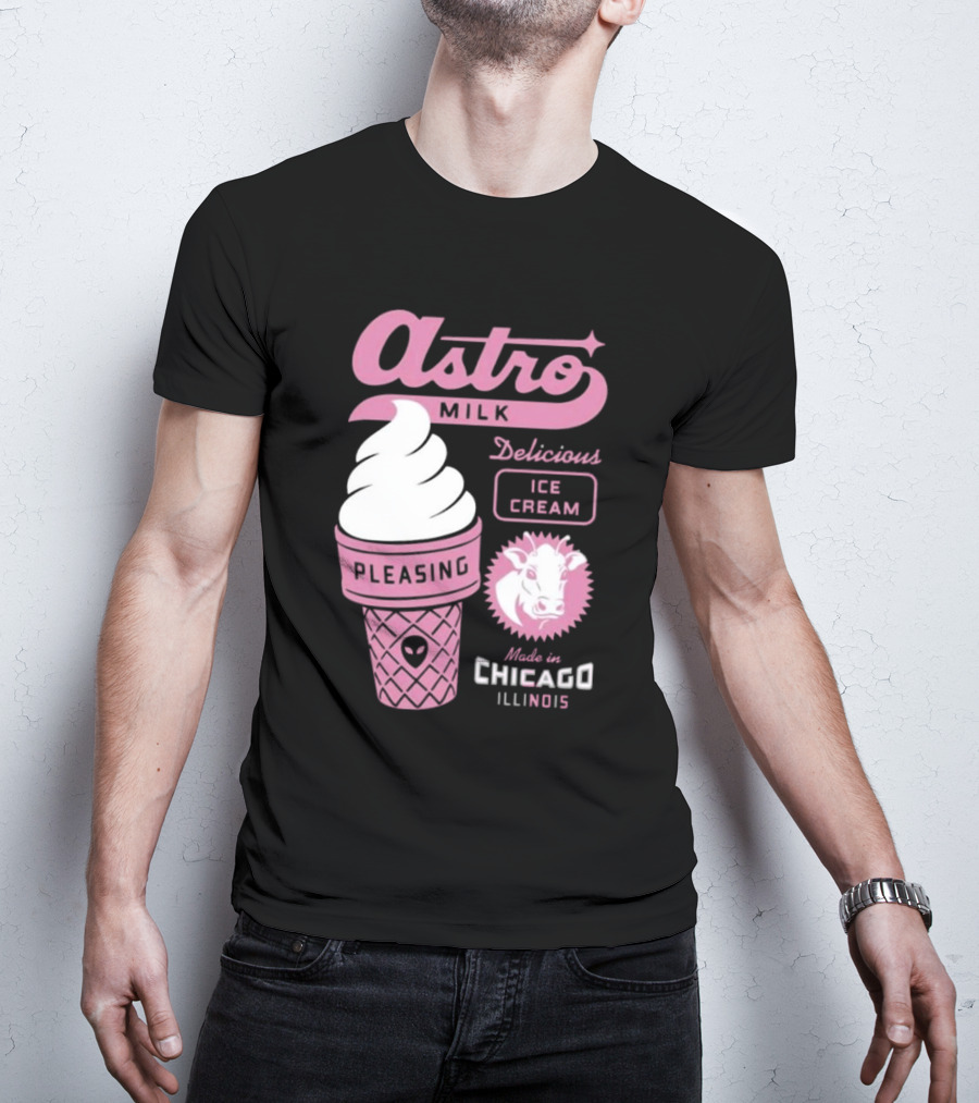 Astro Milk Delicious Ice Cream Pleasing Made In Chicago Illinois T-Shirt