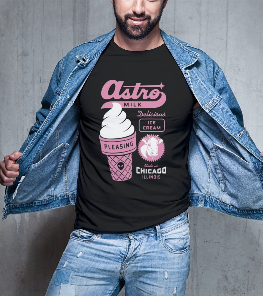 Astro Milk Delicious Ice Cream Pleasing Made In Chicago Illinois T-Shirt