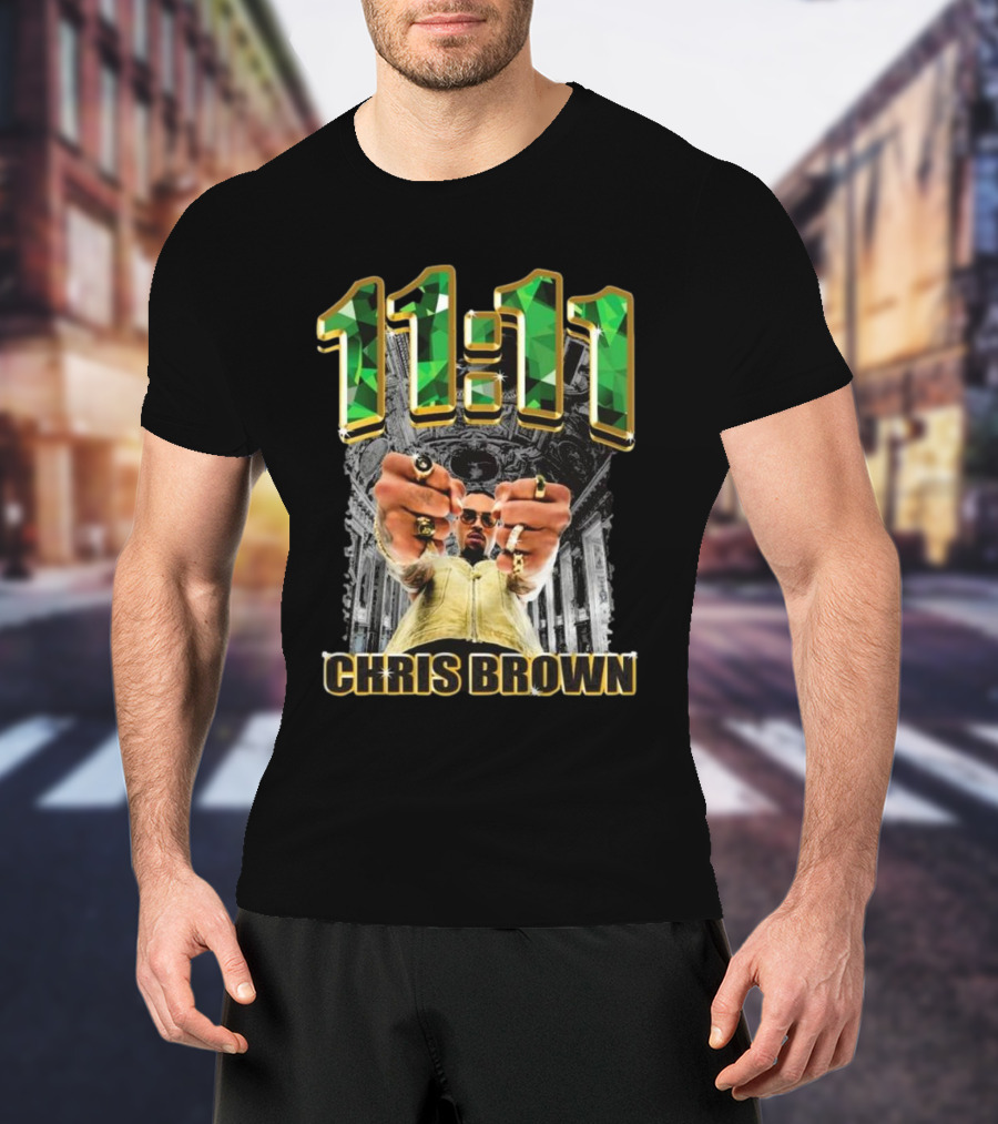 11:11 Chris Brown Emeralds And Gold T-Shirt