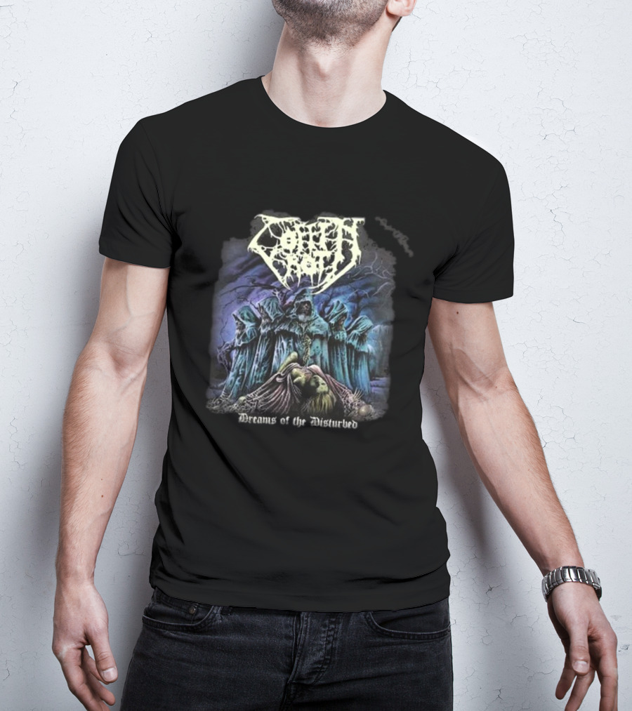 Coffin Rot Dreams Of The Disturbed Hooded Figures Enigmatic Ritual Scene T-Shirt