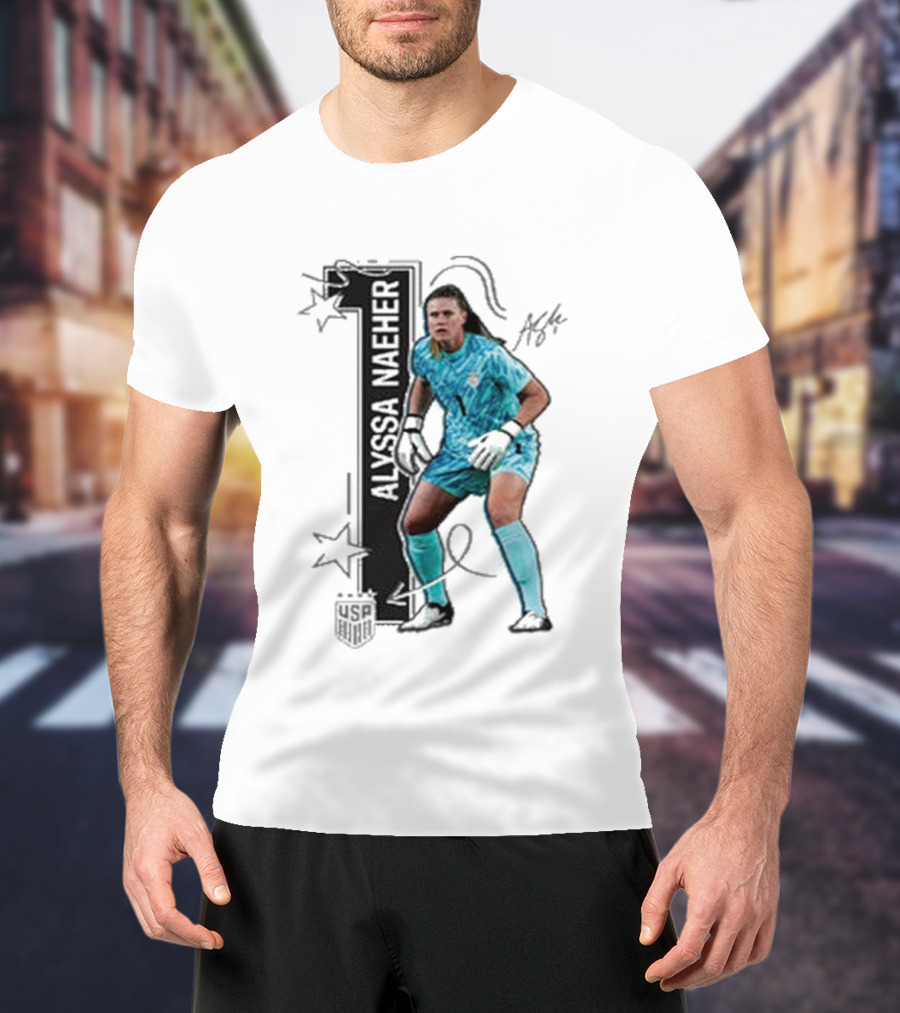 USWNT Alyssa Naeher Number One Star Keeper Signature T-Shirt