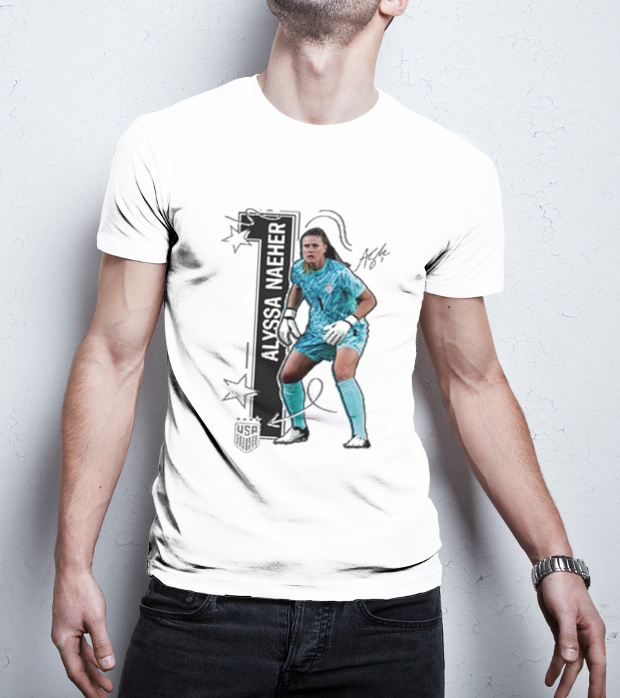 USWNT Alyssa Naeher Number One Star Keeper Signature T-Shirt