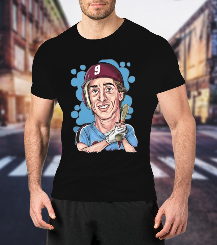 Von Hayes Number 9 Baseball Caricature T-Shirt