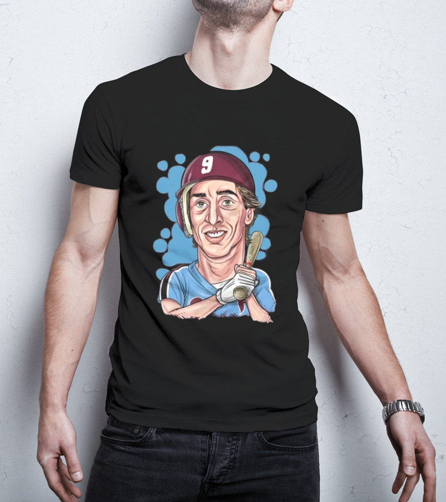 Von Hayes Number 9 Baseball Caricature T-Shirt