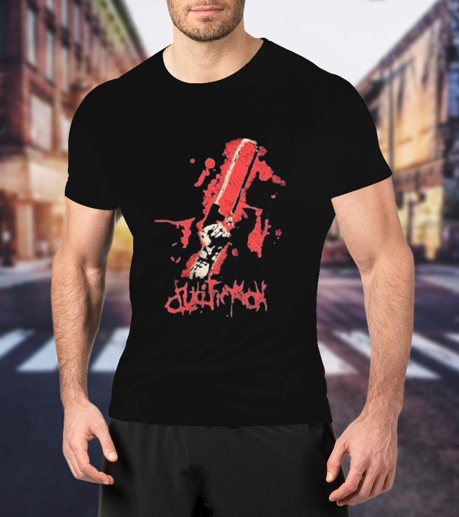 Crucifixion Saw Rise Records Blood Splatter Chainsaw T-Shirt