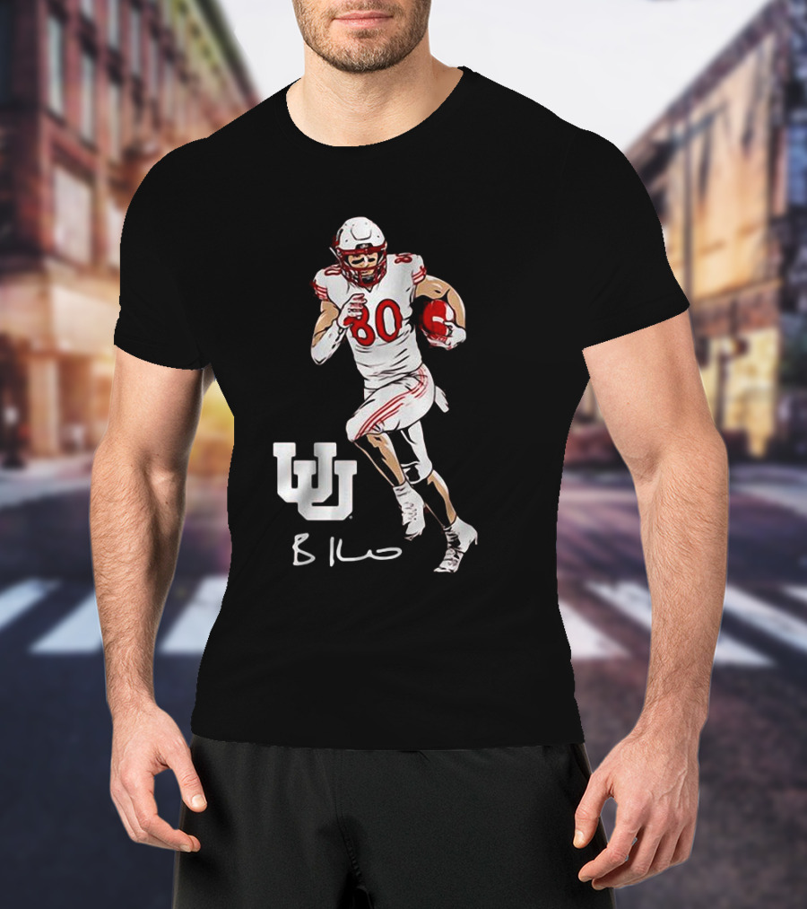 Brant Kuithe Utah Football Number 80 Superstar Pose With UW T-Shirt