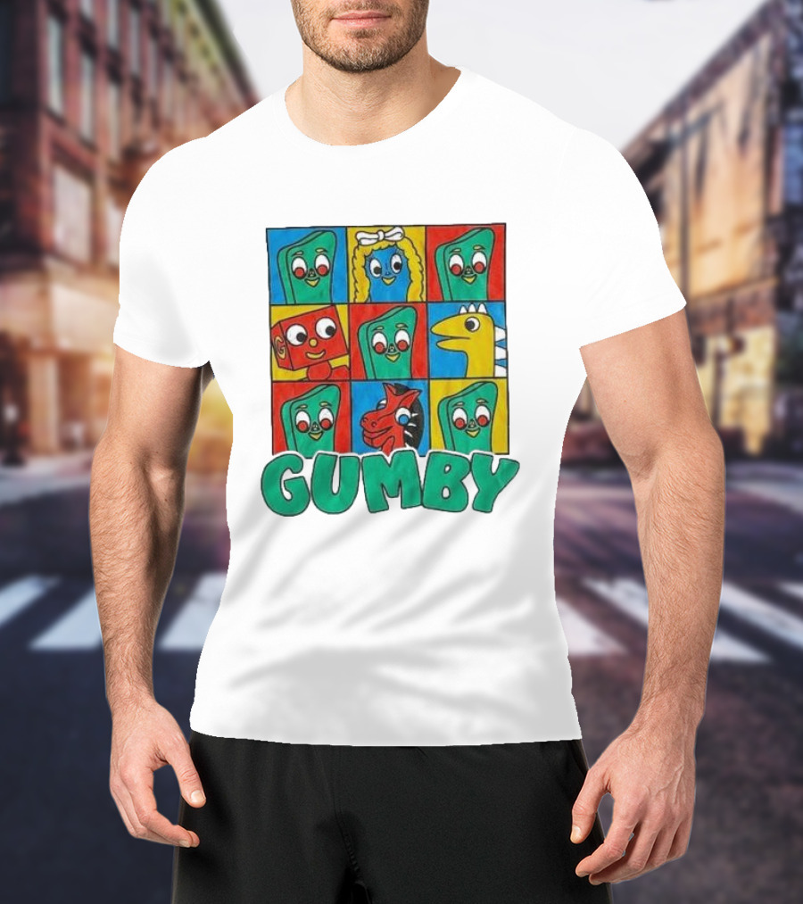 Gumby Pokey Prickle Goo Blockheads Friends Character Grid T-Shirt