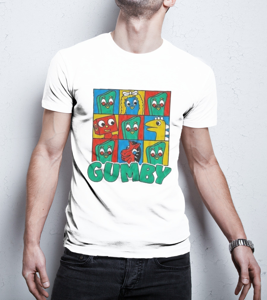 Gumby Pokey Prickle Goo Blockheads Friends Character Grid T-Shirt
