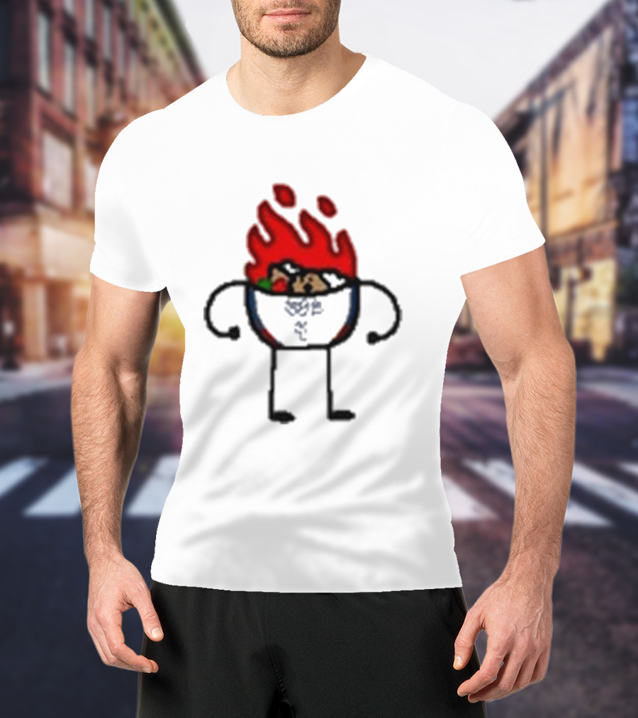 Paint Hot Curry Animated Flame Bowl With Stick Figure Arms Legs T-Shirt