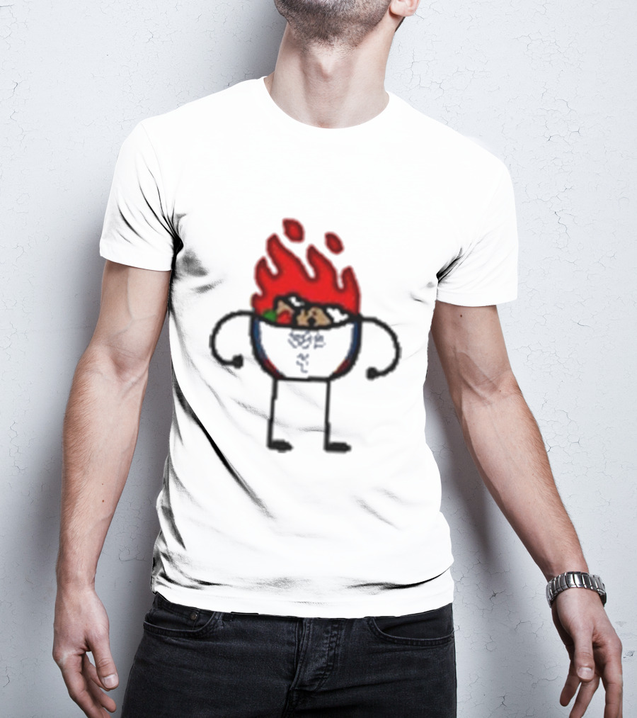 Paint Hot Curry Animated Flame Bowl With Stick Figure Arms Legs T-Shirt