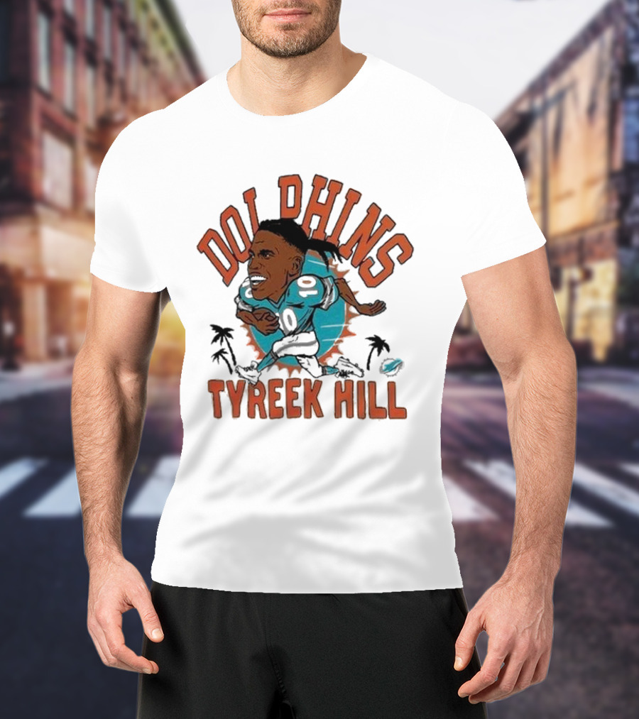Dolphins Tyreek Hill Caricature Player Homage T-Shirt