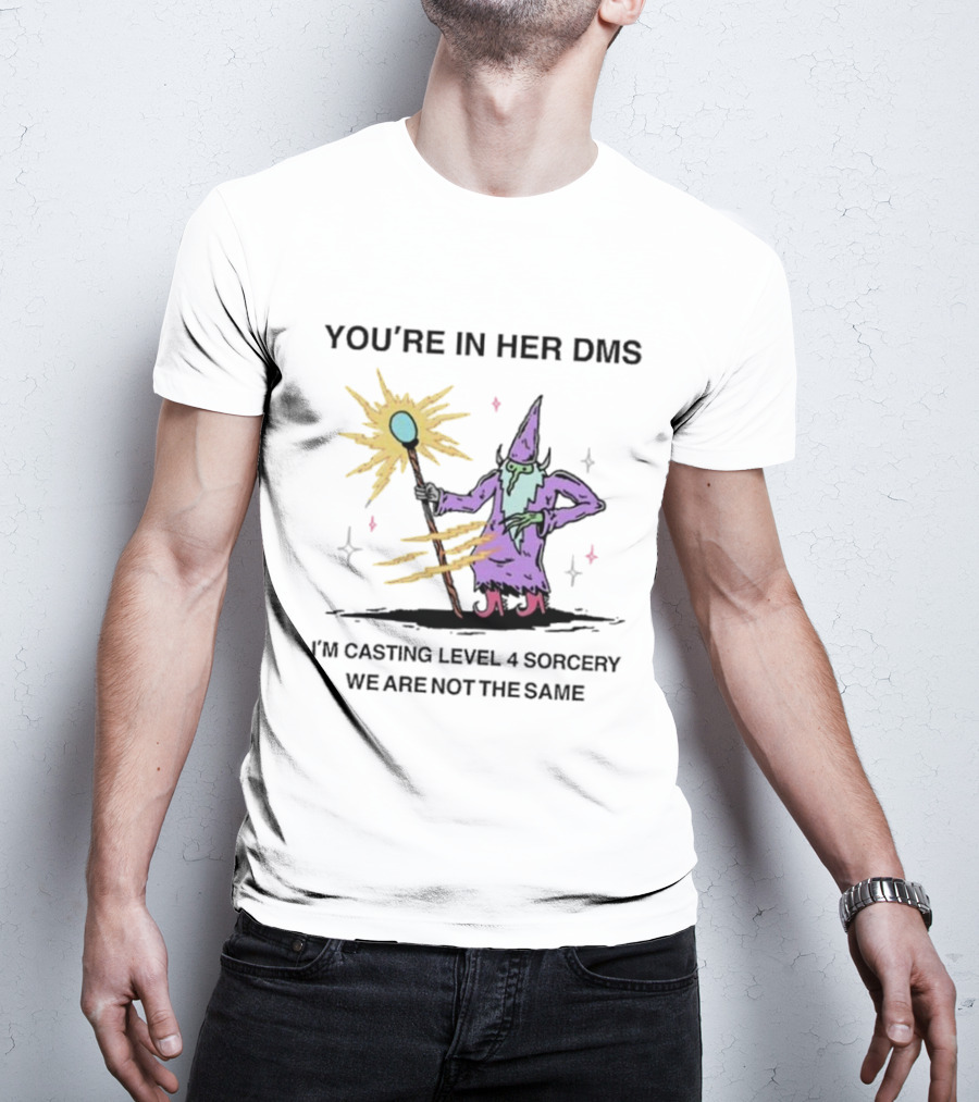 YOU’RE IN HER DMS I’M CASTING LEVEL 4 SORCERY WE ARE NOT THE SAME T-Shirt