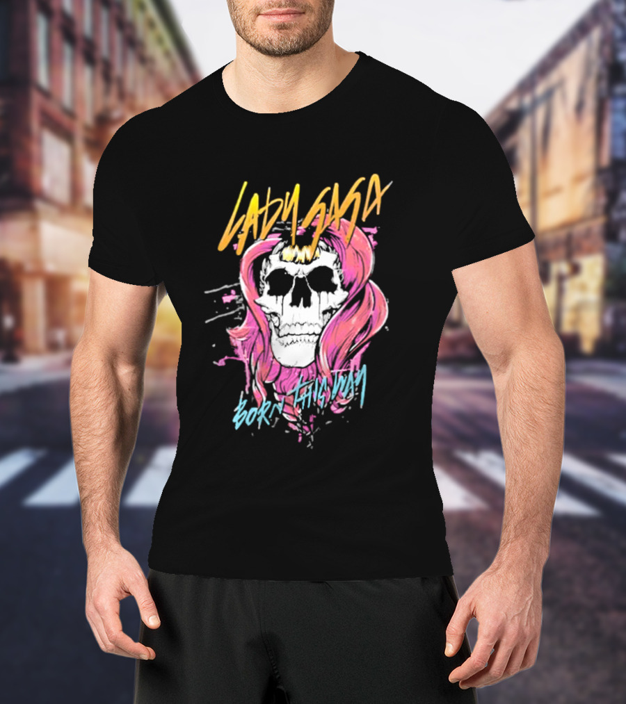 Lady Gaga Born This Way Skull Pink Hair T-Shirt