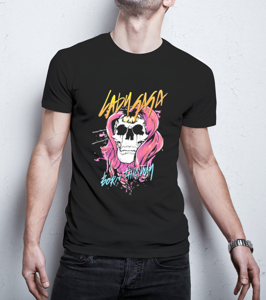 Lady Gaga Born This Way Skull Pink Hair T-Shirt