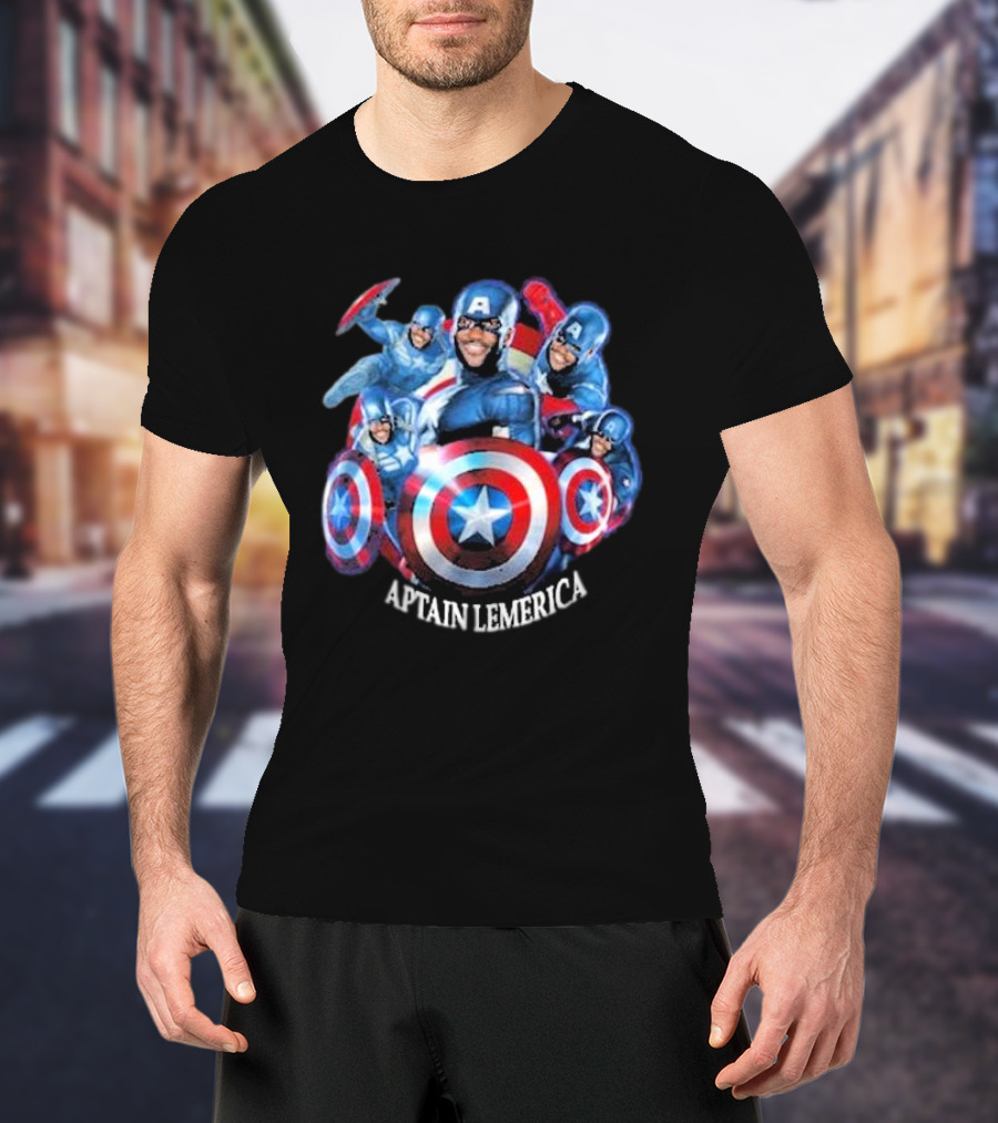 Captain Lemerica Superhero Parody Shield Characters T-Shirt