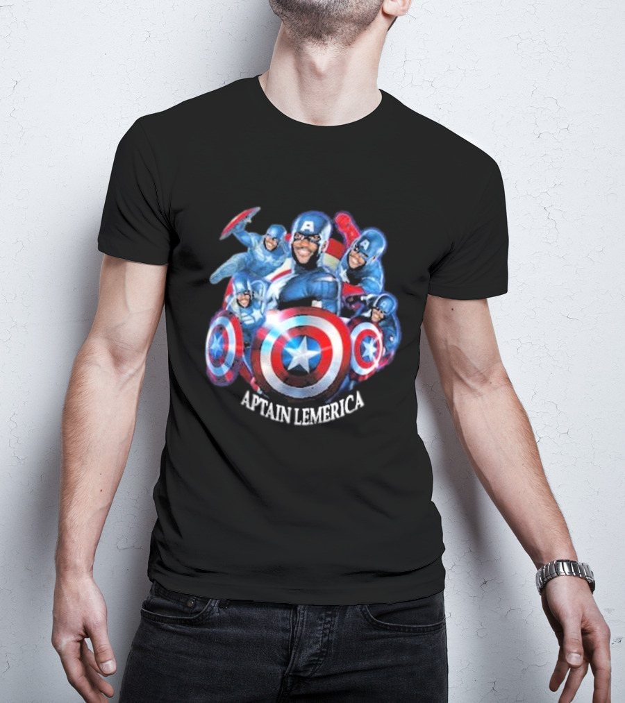 Captain Lemerica Superhero Parody Shield Characters T-Shirt