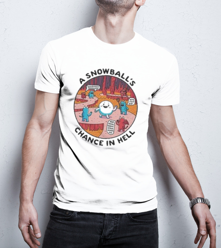 A Snowball’s Chance In Hell Blue And Red Demon Cartoon Scene T-Shirt