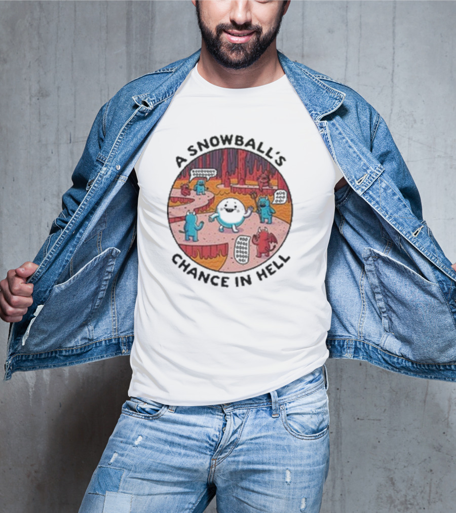 A Snowball’s Chance In Hell Blue And Red Demon Cartoon Scene T-Shirt