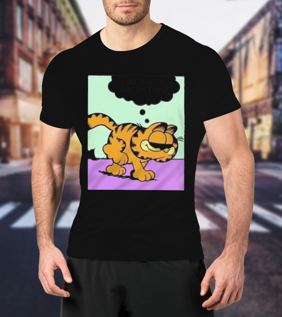 Garfield Eating Is Important Cartoon Character Comic Strip Image T-Shirt
