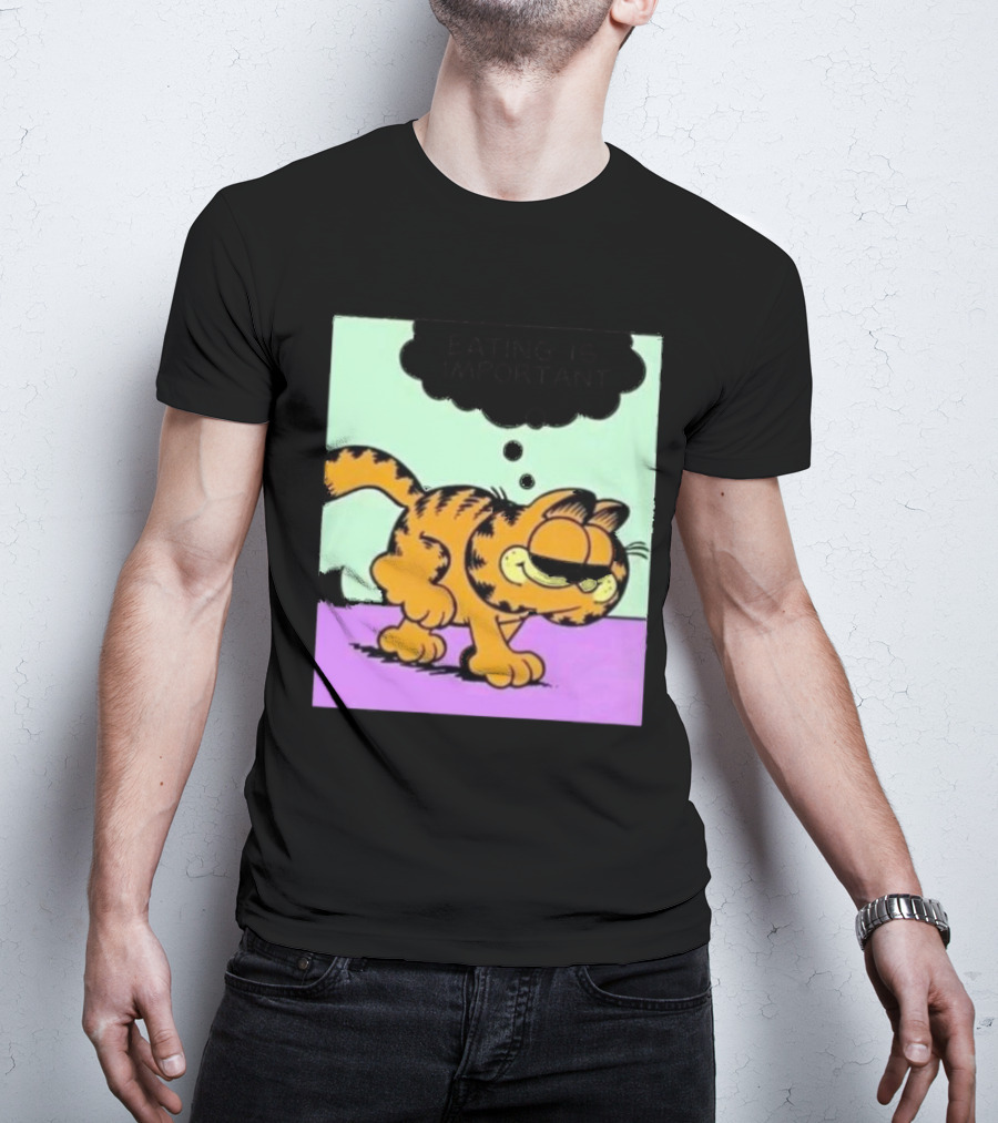Garfield Eating Is Important Cartoon Character Comic Strip Image T-Shirt