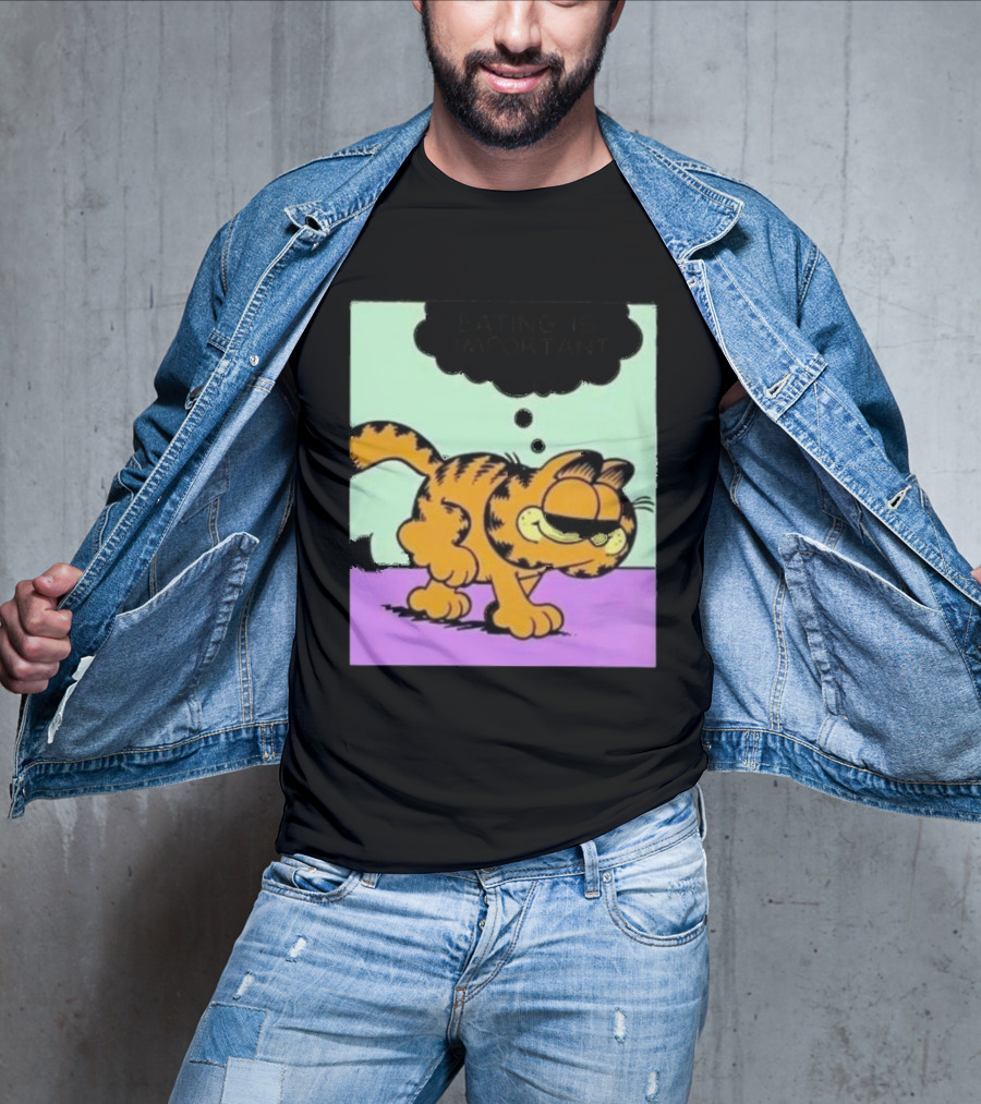 Garfield Eating Is Important Cartoon Character Comic Strip Image T-Shirt