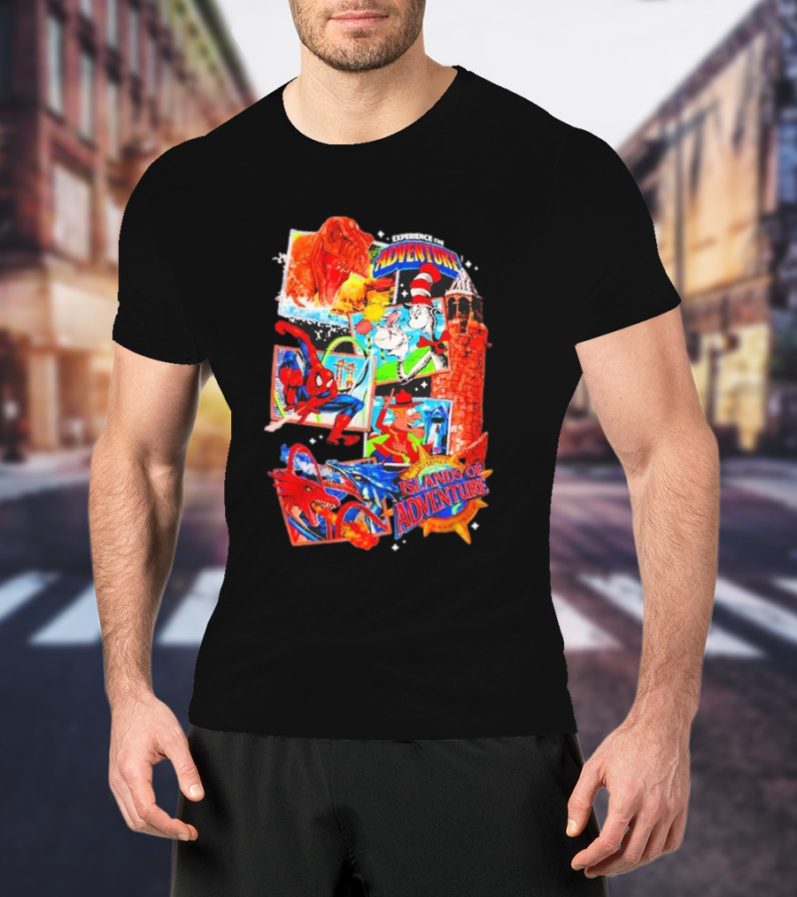 Experience The Adventure Islands Of Adventure 25 Years With Spider-Man, Jurassic Park, Cat In The Hat T-Shirt