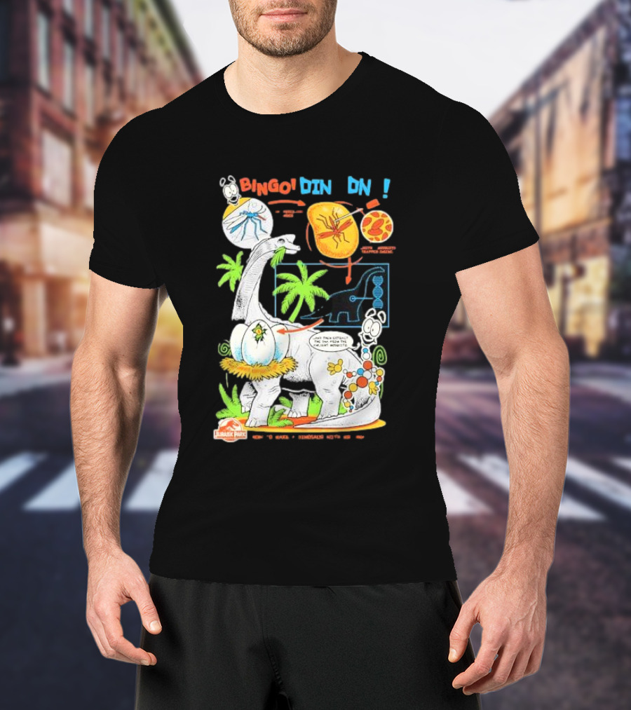 Jurassic Park How To Make A Dinosaur With Mr. DNA Bingo Dino DNA T-Shirt