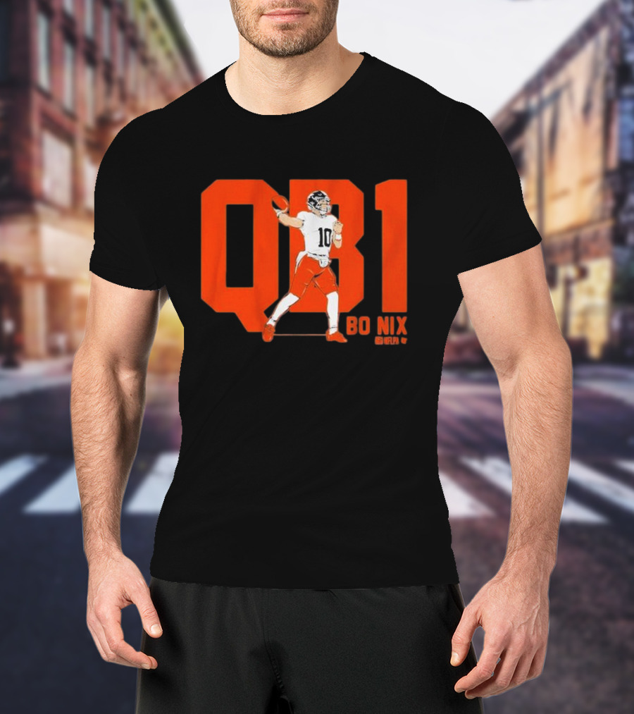 Bo Nix QB1 NFL Denver Broncos Football T-Shirt