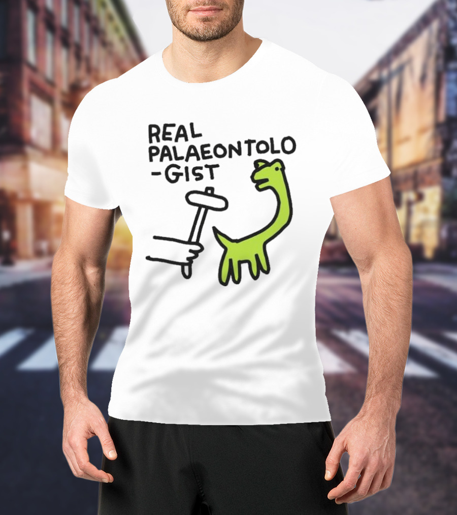 Real Palaeontologist Dinosaur Hammer Green Hand Drawing T-Shirt