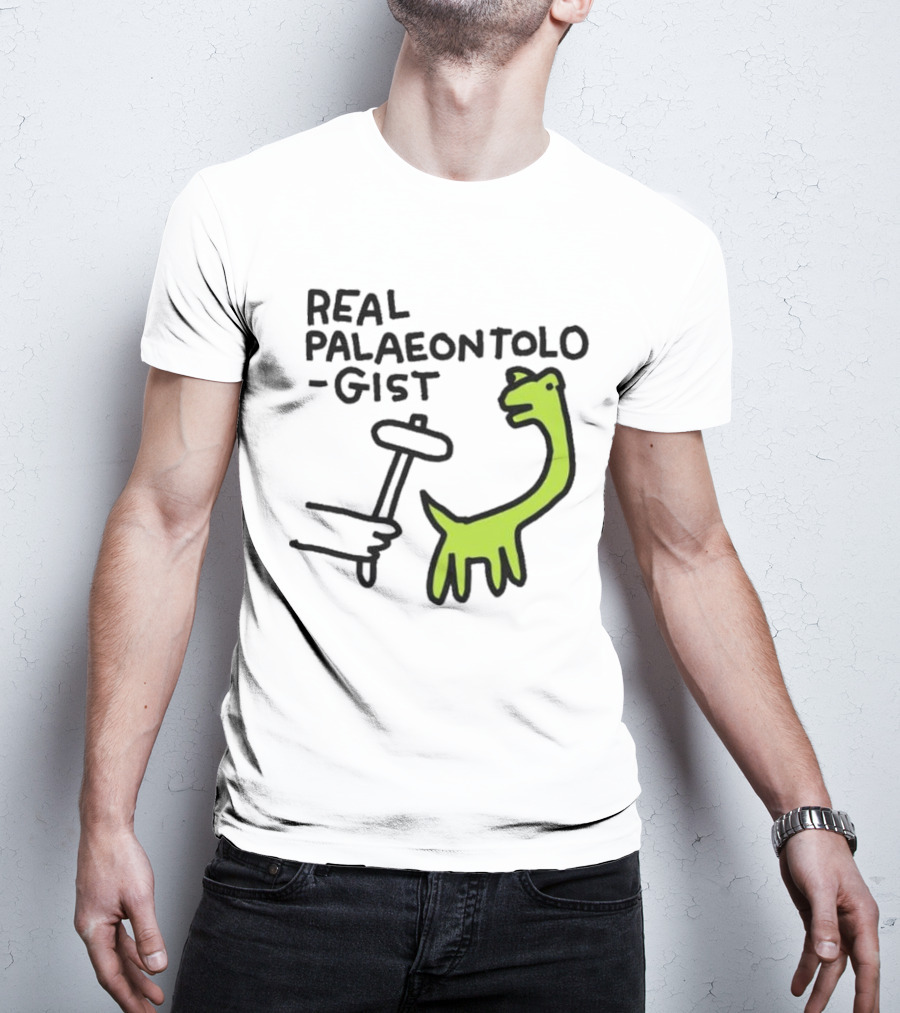 Real Palaeontologist Dinosaur Hammer Green Hand Drawing T-Shirt