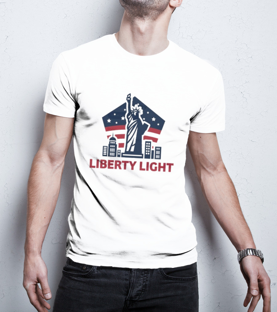 Liberty Light Statue Stars Stripes America T-Shirt