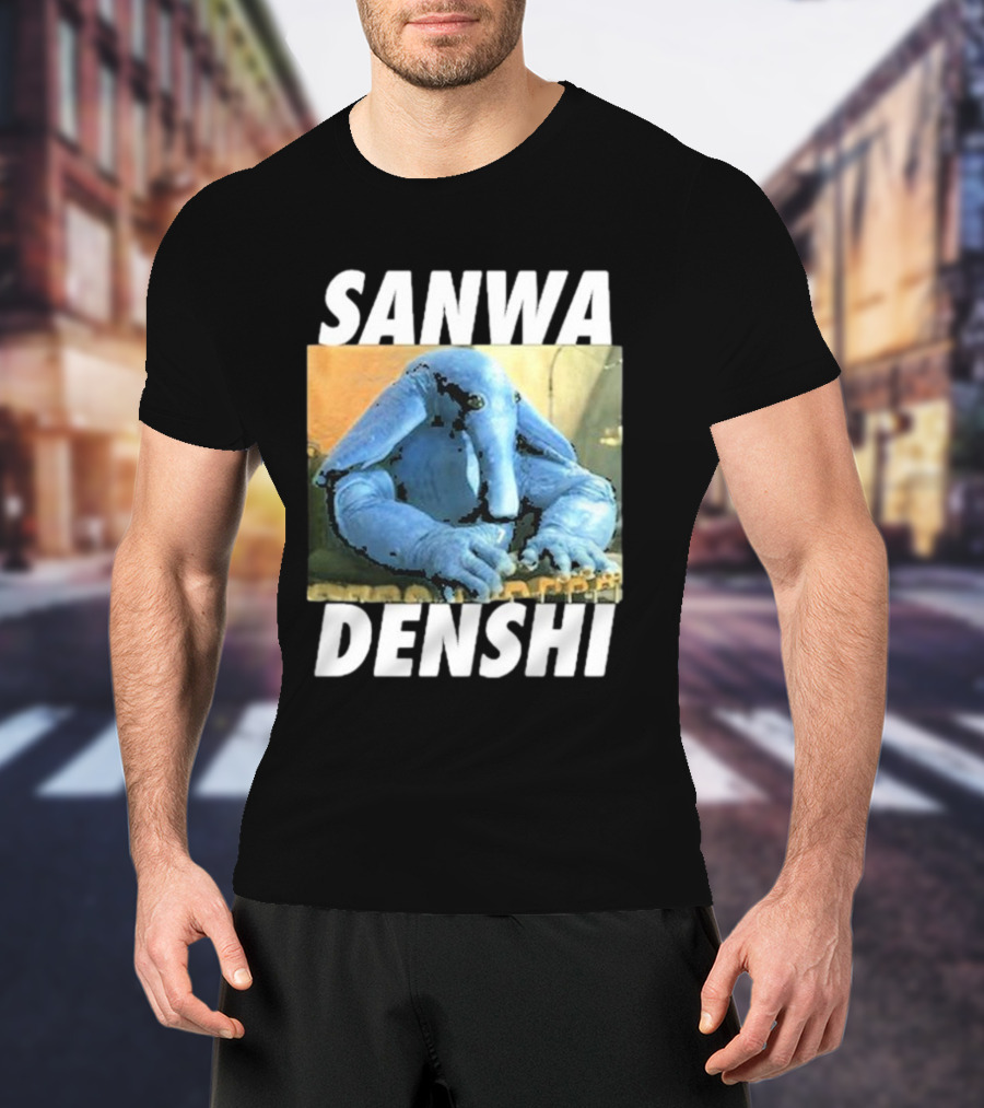 SANWA DENSHI Blue Elephant Playing Keyboards T-Shirt