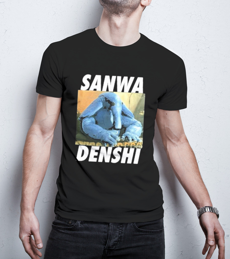 SANWA DENSHI Blue Elephant Playing Keyboards T-Shirt