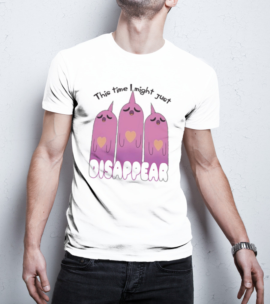 This Time I Might Just Disappear Pink Ghost Trio With Hearts T-Shirt