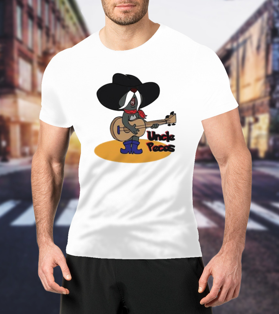 Tom And Jerry Uncle Pecos Playing Guitar With Big Black Hat And Red Scarf T-Shirt
