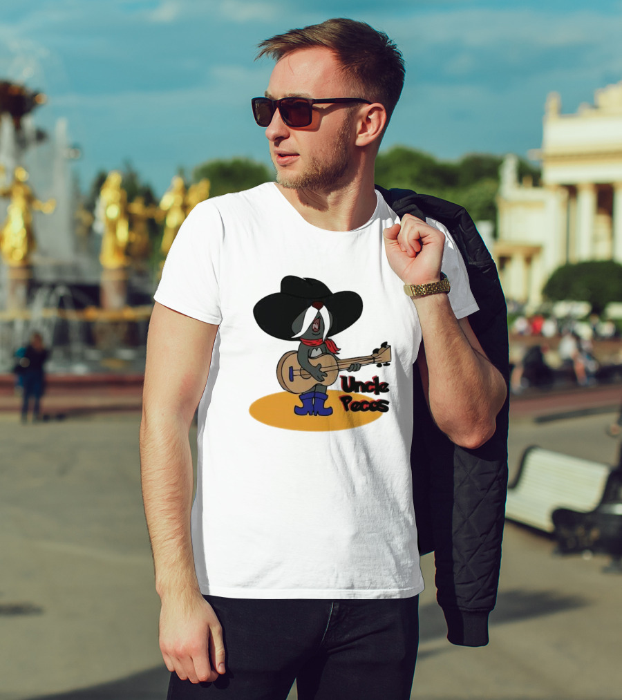Tom And Jerry Uncle Pecos Playing Guitar With Big Black Hat And Red Scarf T-Shirt