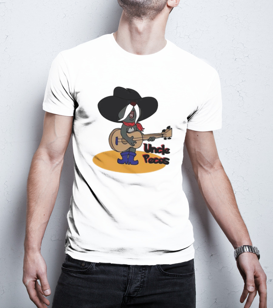 Tom And Jerry Uncle Pecos Playing Guitar With Big Black Hat And Red Scarf T-Shirt