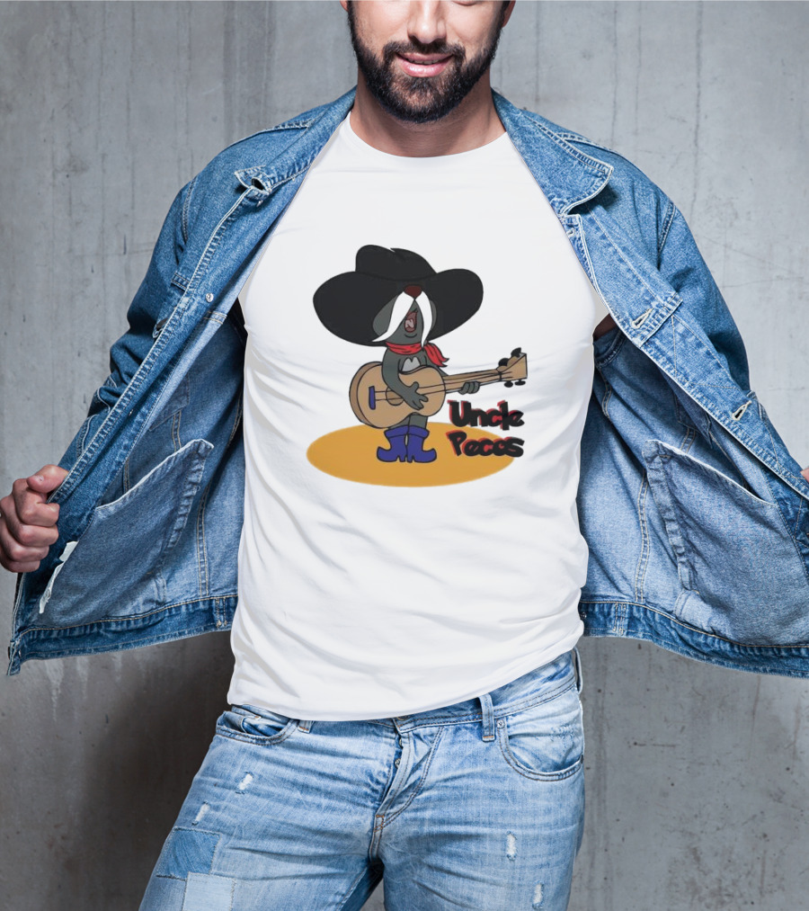 Tom And Jerry Uncle Pecos Playing Guitar With Big Black Hat And Red Scarf T-Shirt