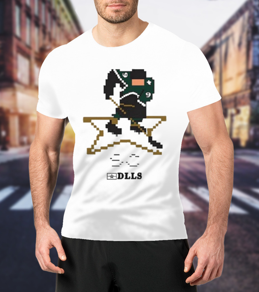 Dallas Stars DLLS 16 Bit Pixel Art Hockey Player T-Shirt