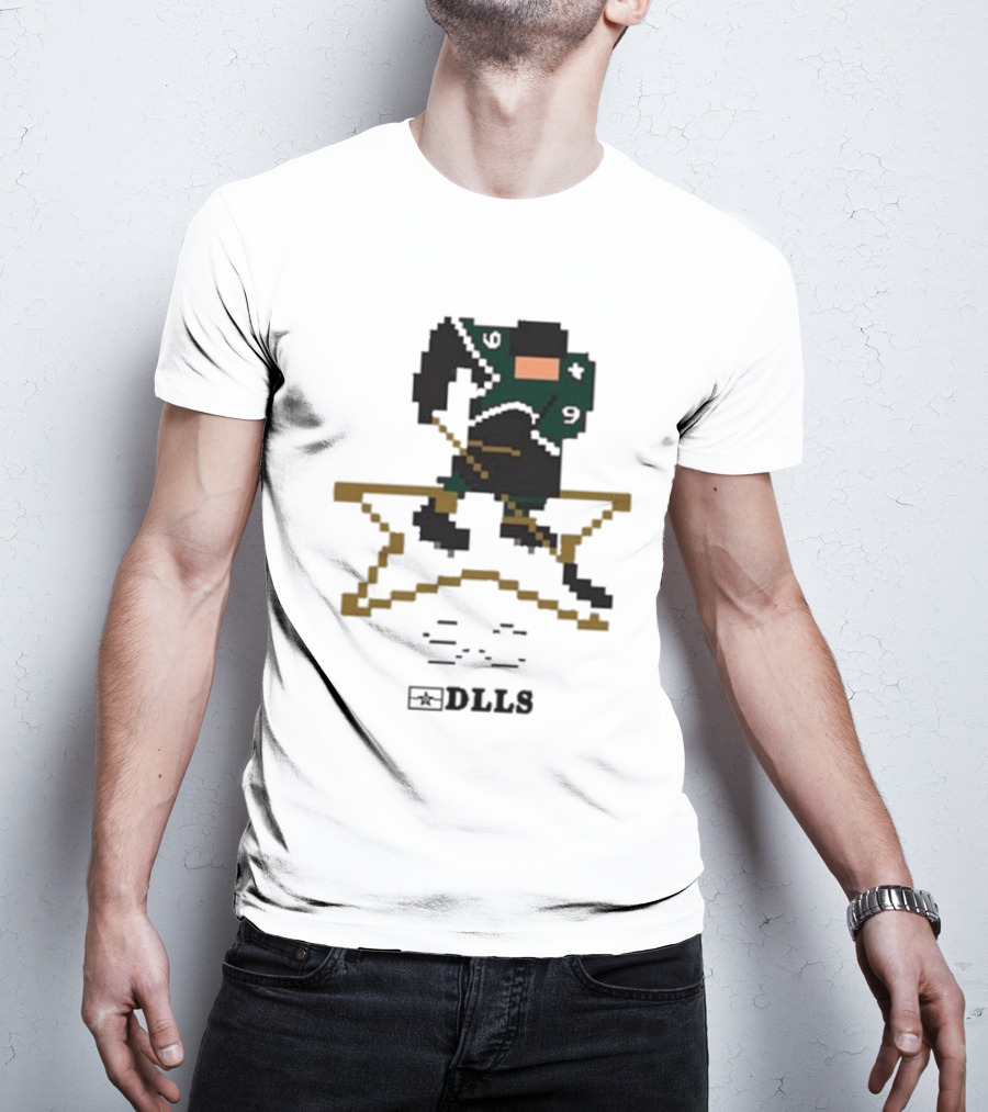 Dallas Stars DLLS 16 Bit Pixel Art Hockey Player T-Shirt