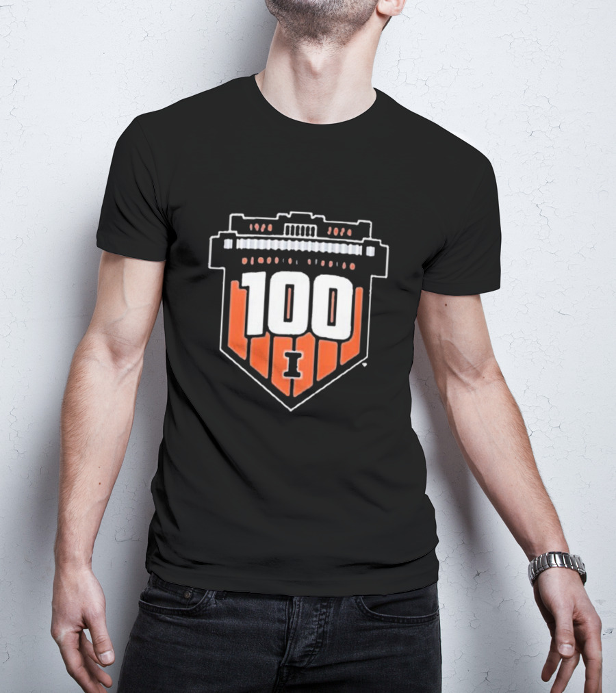 Illinois Fighting Illini 100 Years Memorial Stadium Badge T-Shirt