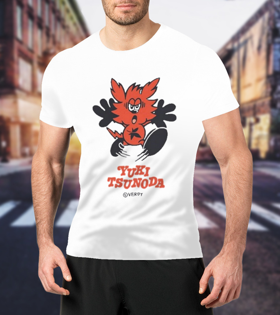Yuki Tsunoda × Verdy Collaboration Black Tee With Red Cartoon Character T-Shirt
