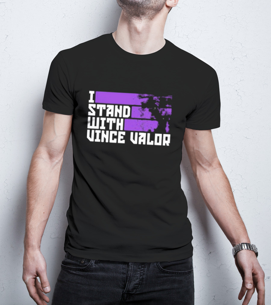 I Stand With Vince Valor Purple Distressed Flag T-Shirt