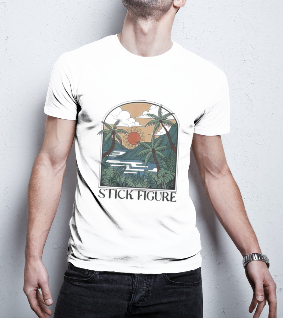 Stick Figure Tropical Sunset Paradise T-Shirt