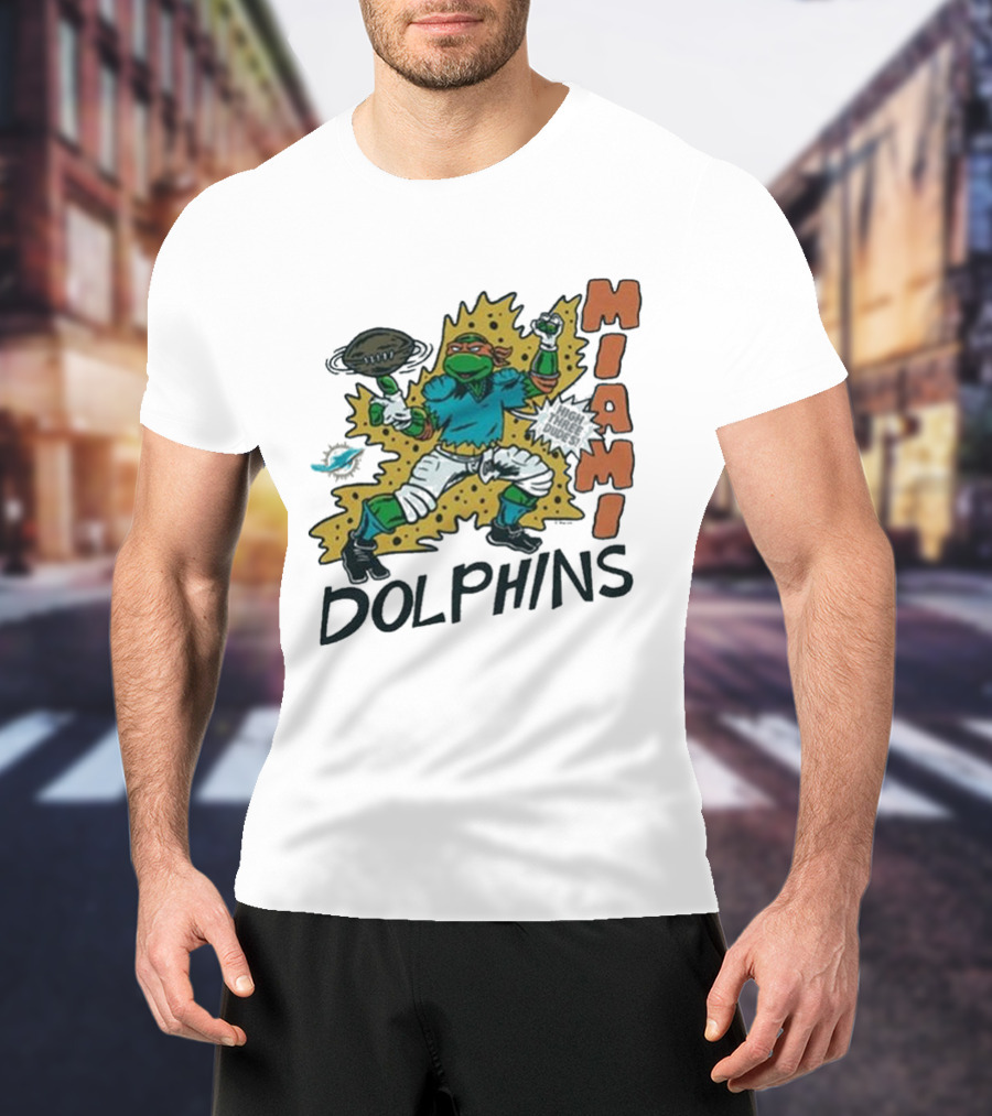 TMNT Michelangelo Miami Dolphins Crossover Comic T-Shirt