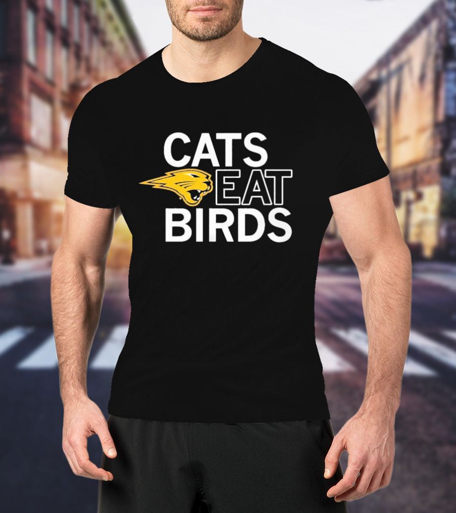 Cats Eat Birds Raygunsite Yellow Panther T-Shirt