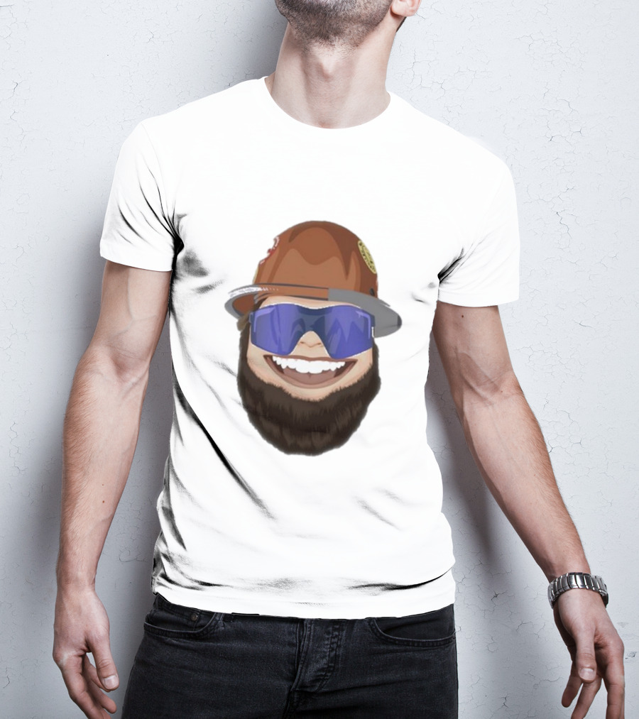 Ricky And The Boss Bearded Smiling Face With Sunglasses And Hard Hat T-Shirt