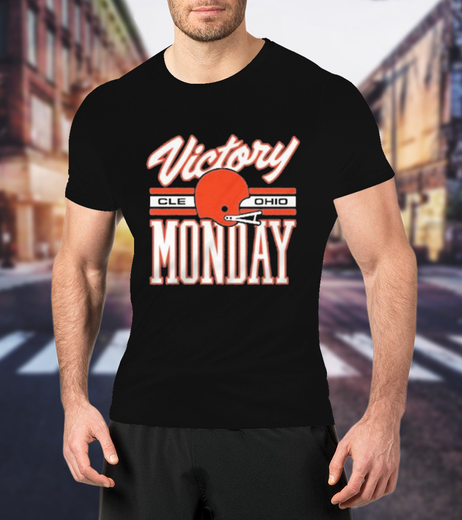 Victory Monday Cle Ohio Football Helmet T-Shirt