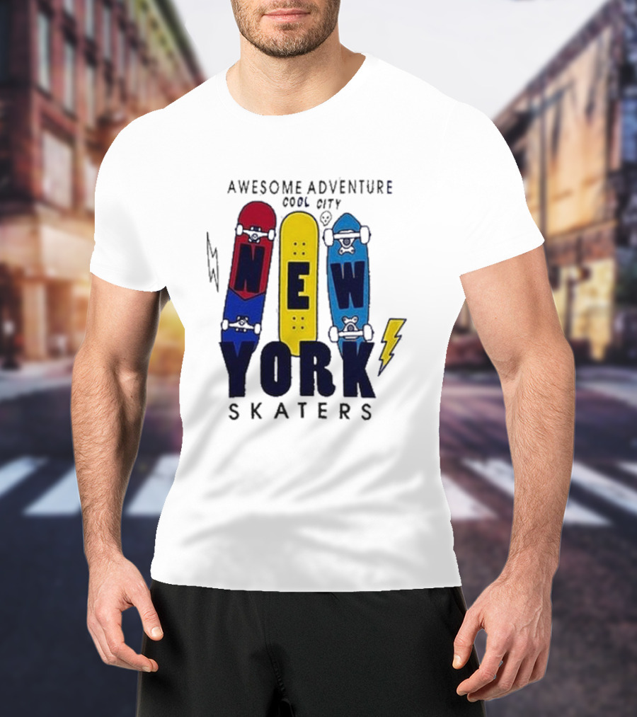 Awesome Adventure New York Skaters Cool City Lightning T-Shirt
